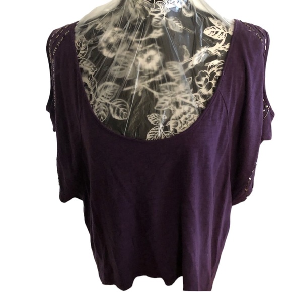 𝅺Threads  4 Thought by Anthropologie Large purple scoop front cold shoulder - Picture 1 of 14